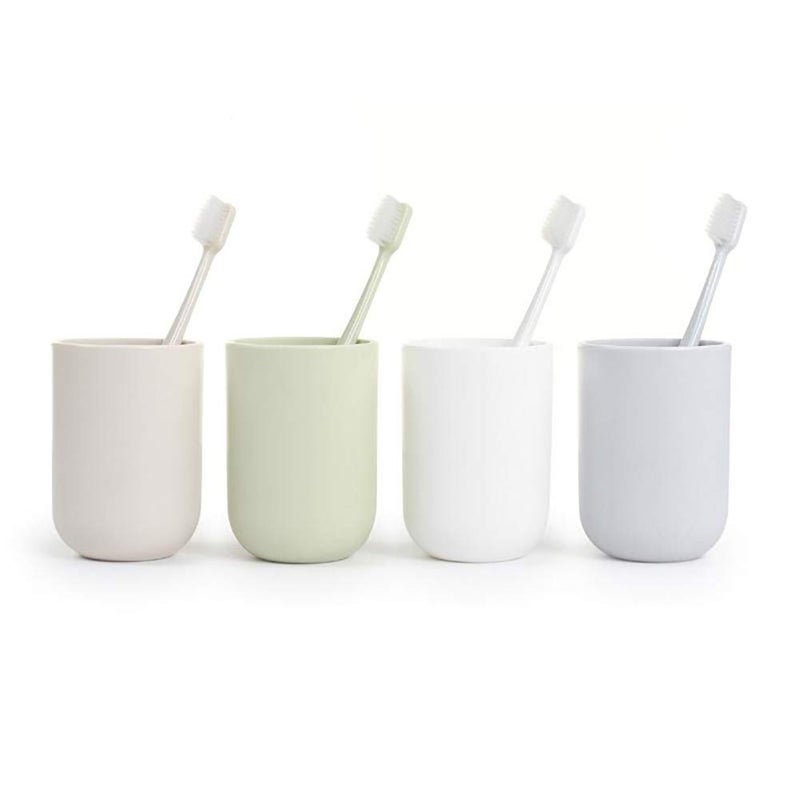 UVIVIU Toothbrush Cup, Bathroom Cup, Toothbrush Holder, Bathroom Tumbler, Plastic, 350ml (Khaki) - Image 3